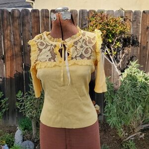 Kitten D'Amour Yellow Lace Women's Blouse